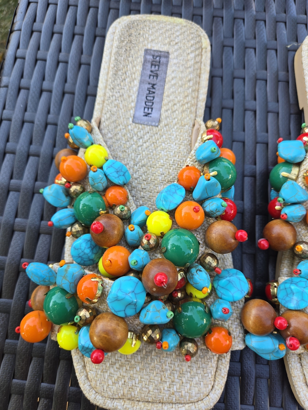 Steve Madden Women’s Multicolor Beaded Slide Sandal